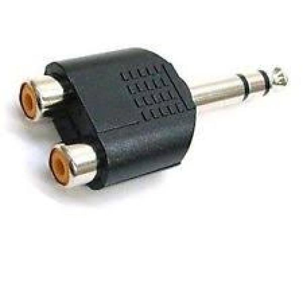 6.35mm STEREO Plug to 2 RCA Jack Splitter Adaptor  جك تحويل من 2ار سي أي إلى ستيريو جك 